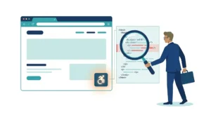 Accessibility overlay widget on a website being inspected for ADA compliance risk