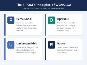 The four WCAG POUR principles - perceivable, operable, understandable, and robust